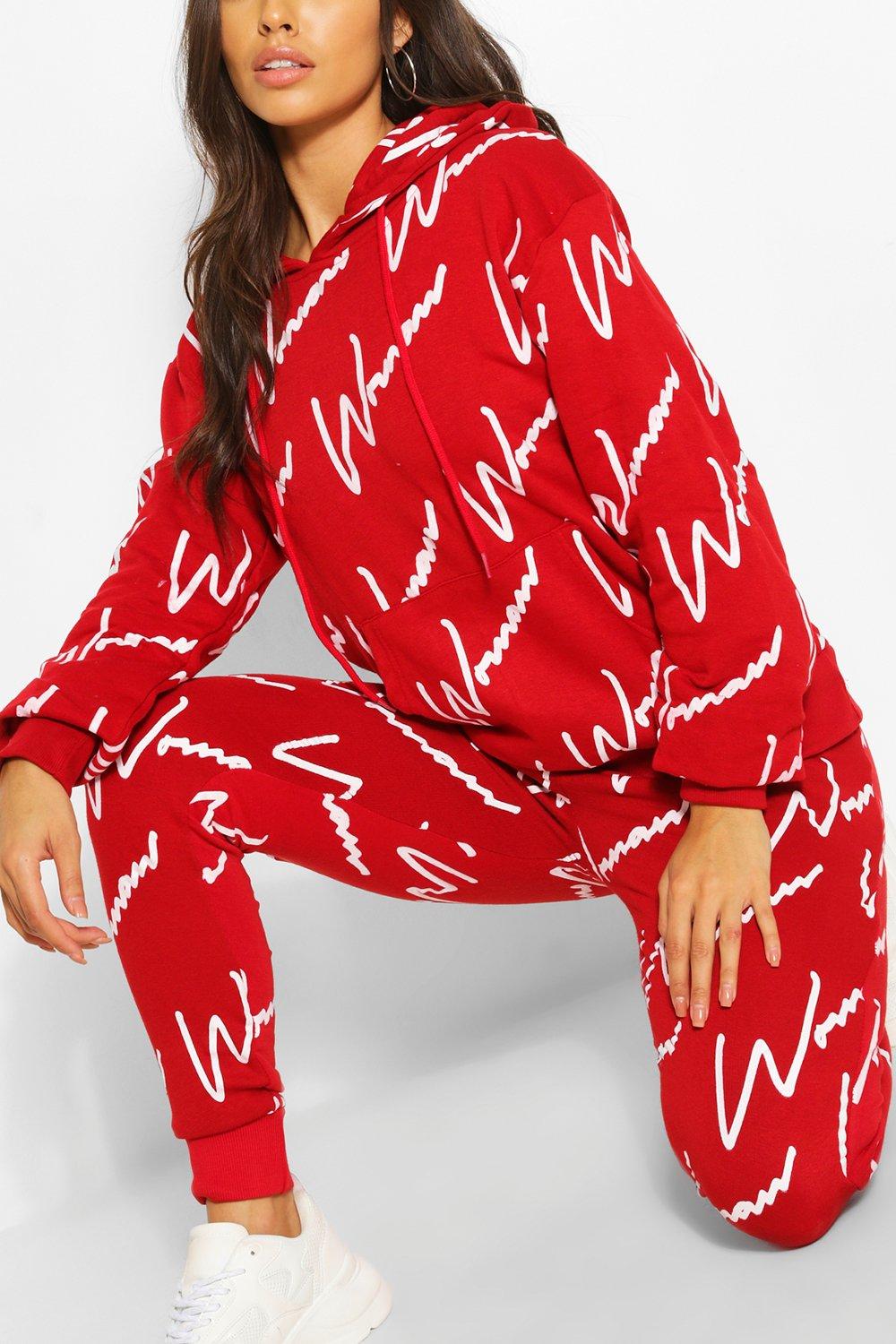 boohoo red tracksuit