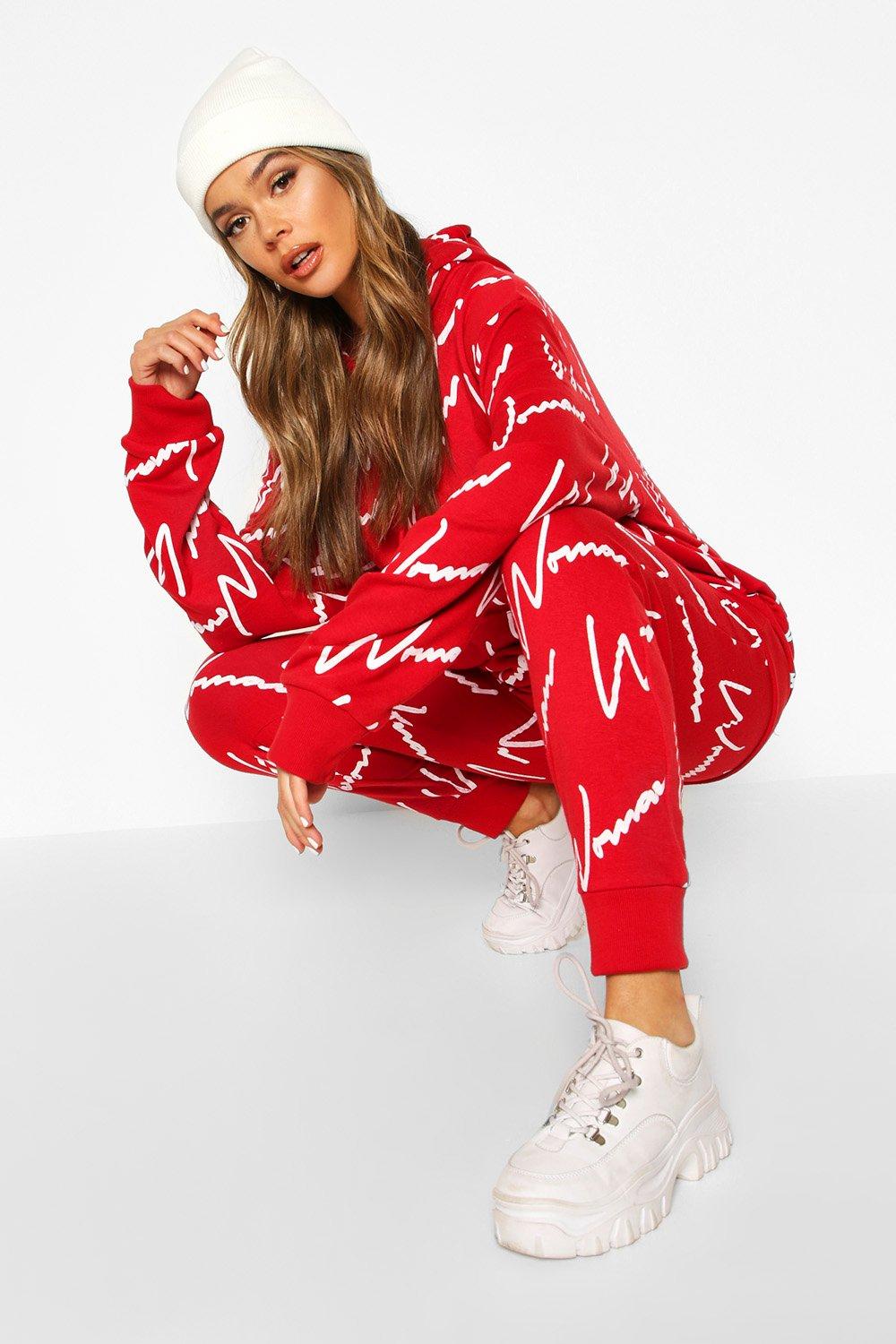 boohoo red tracksuit