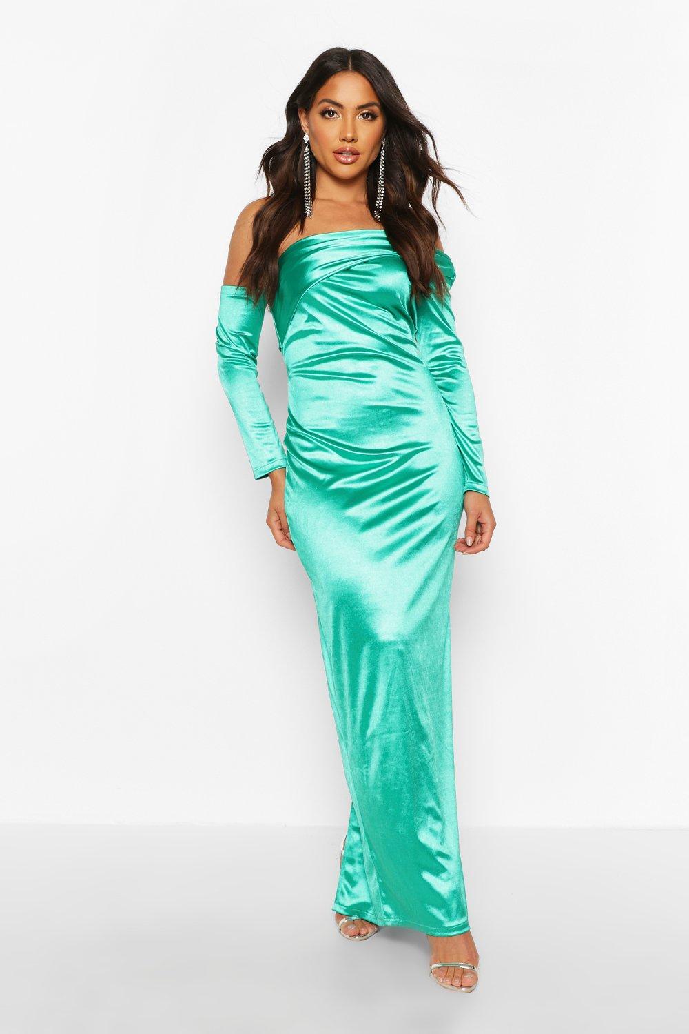 emerald green dress boohoo