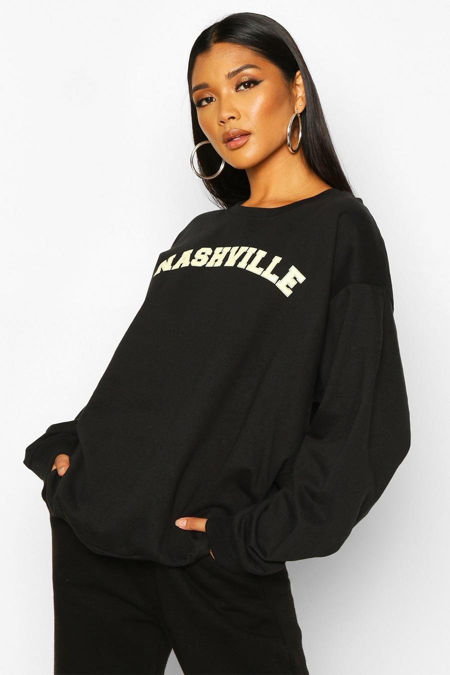 "Nashville" Sweatshirt med slogan image number 1