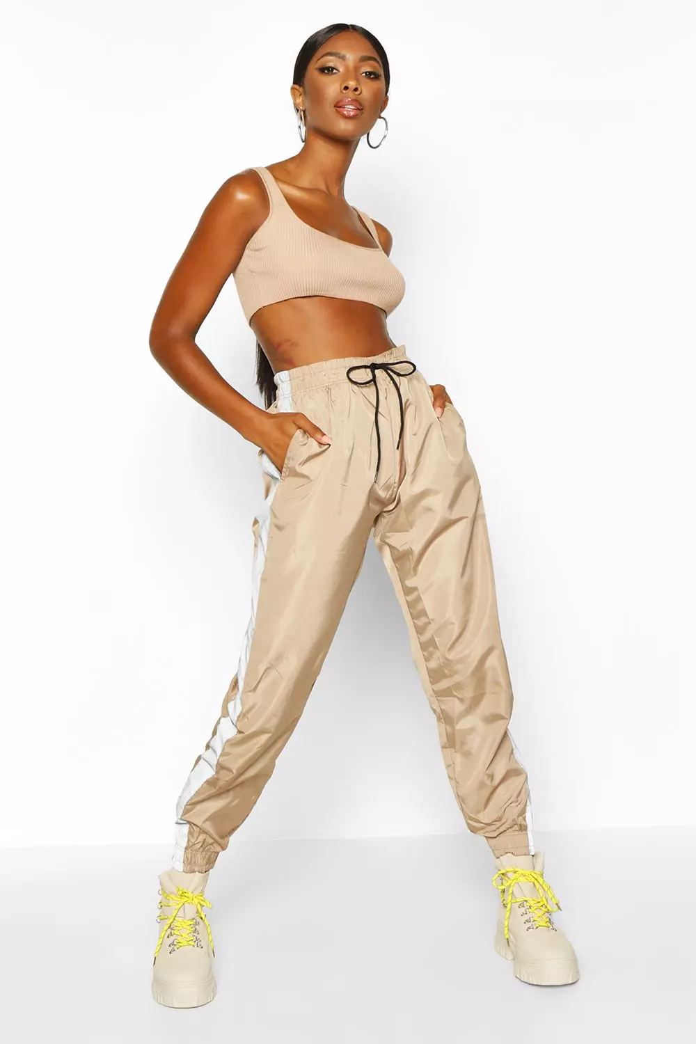 Black Reflective Panel Shell Joggers alternative image