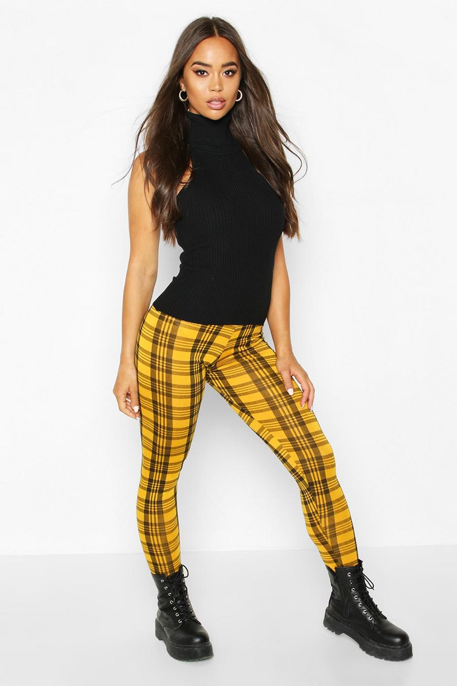 Yellow Tonal Flannel Basic Jersey Knit Leggings image number 1