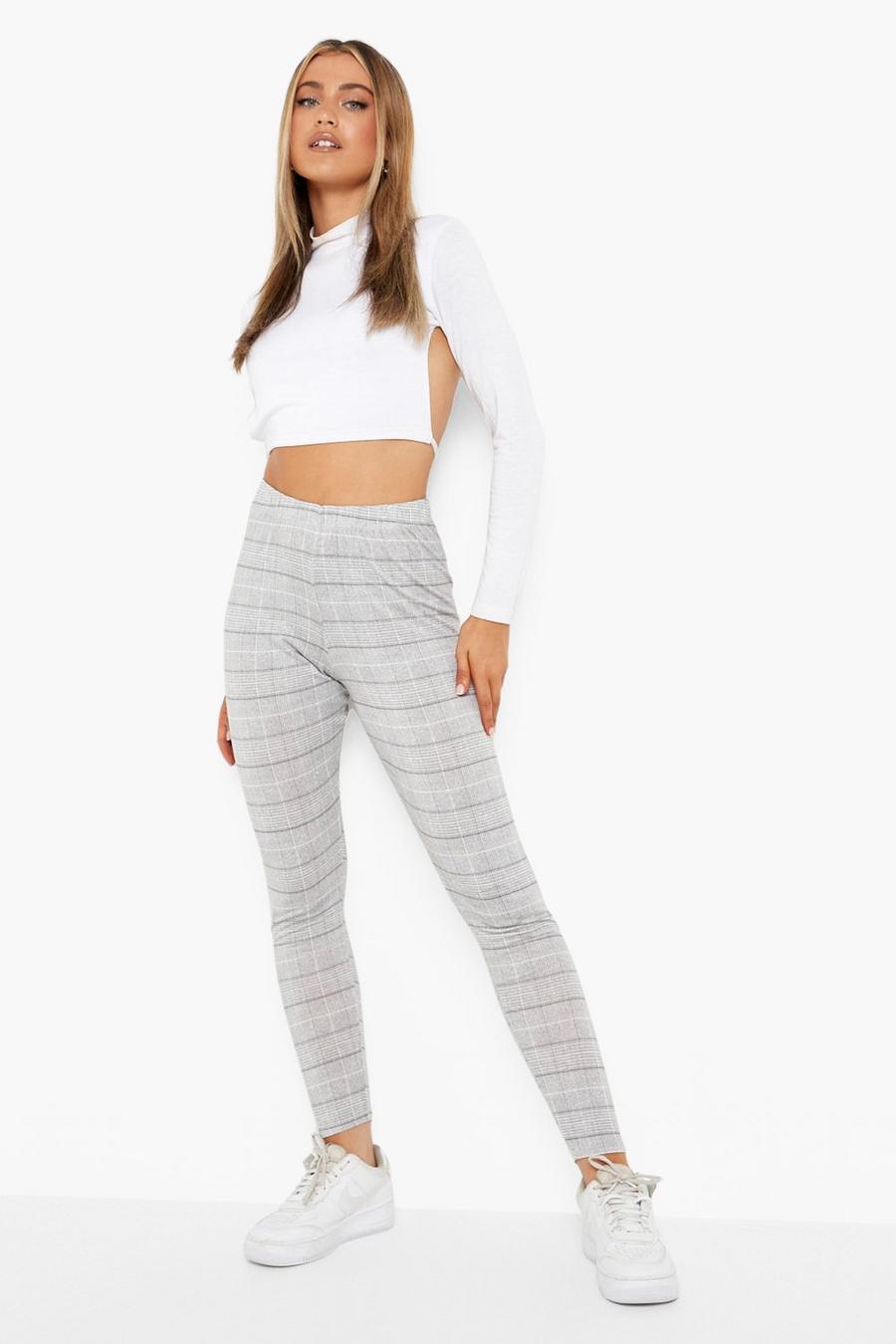 Zwart Basic Jersey Dogtooth Geruite Leggings image number 1