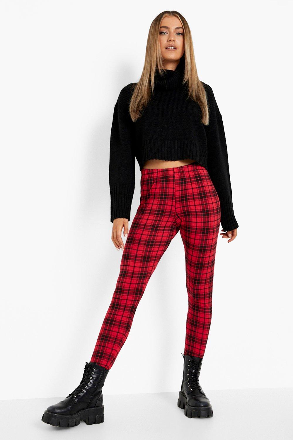 Plaid Check Basic Jersey Leggings