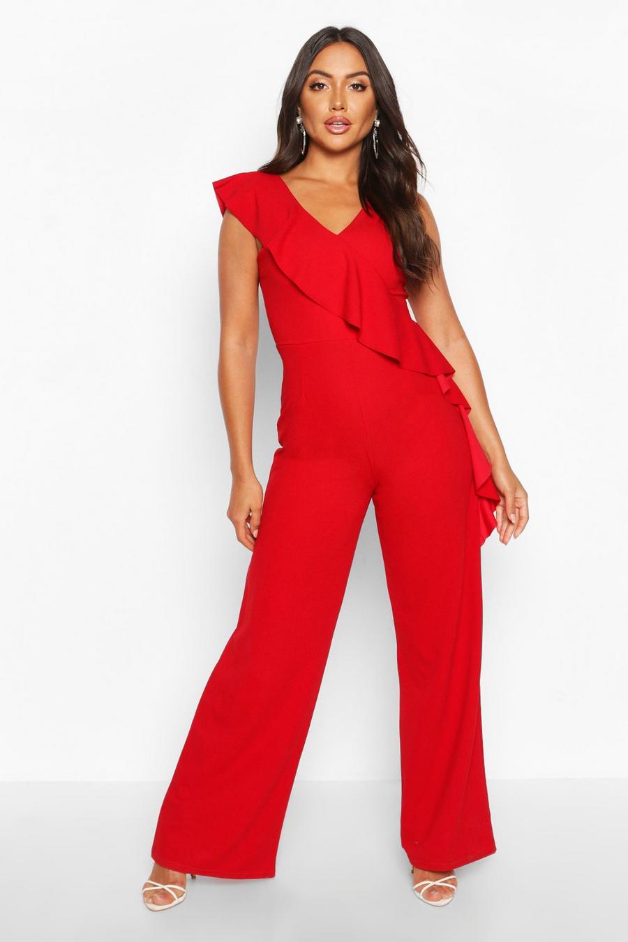 Asymetric Ruffle Wide Leg Jumpsuit image number 1