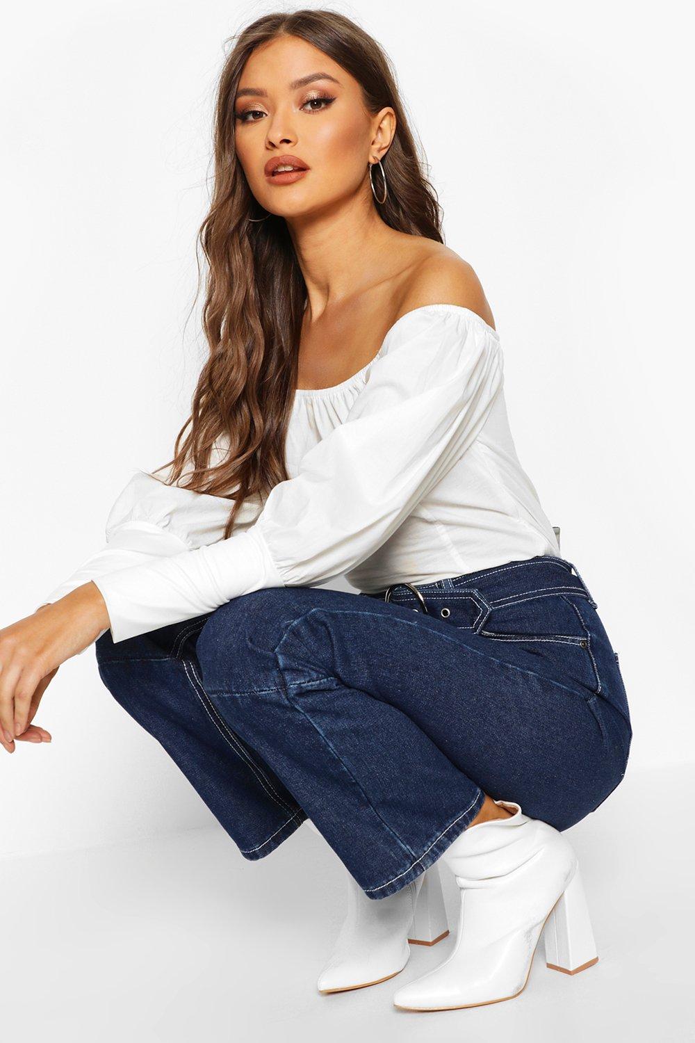 White Bardot Balloon Sleeve Corset Top, Tops