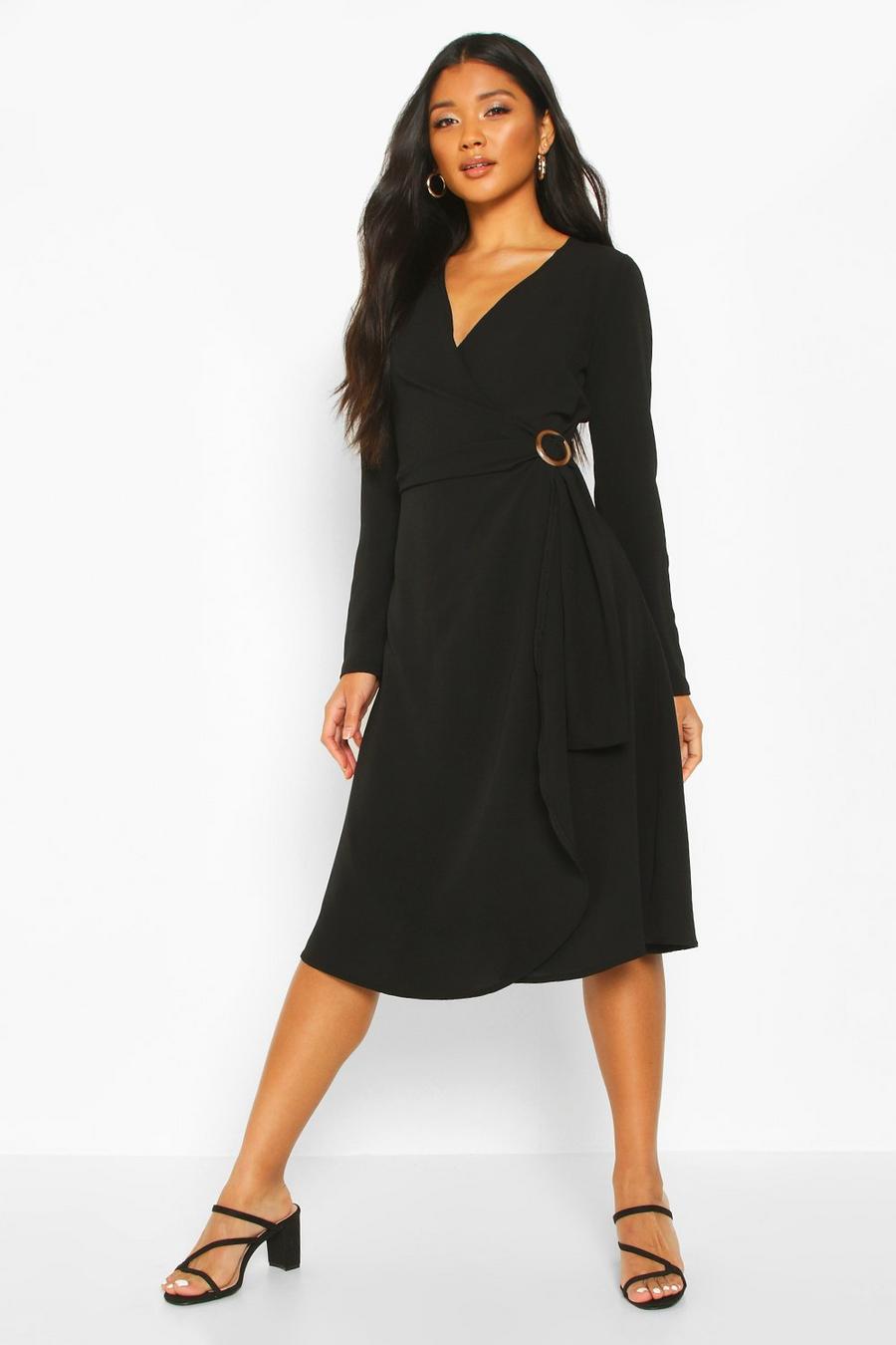Wrap Front Buckle Detail Midi Dress image number 1