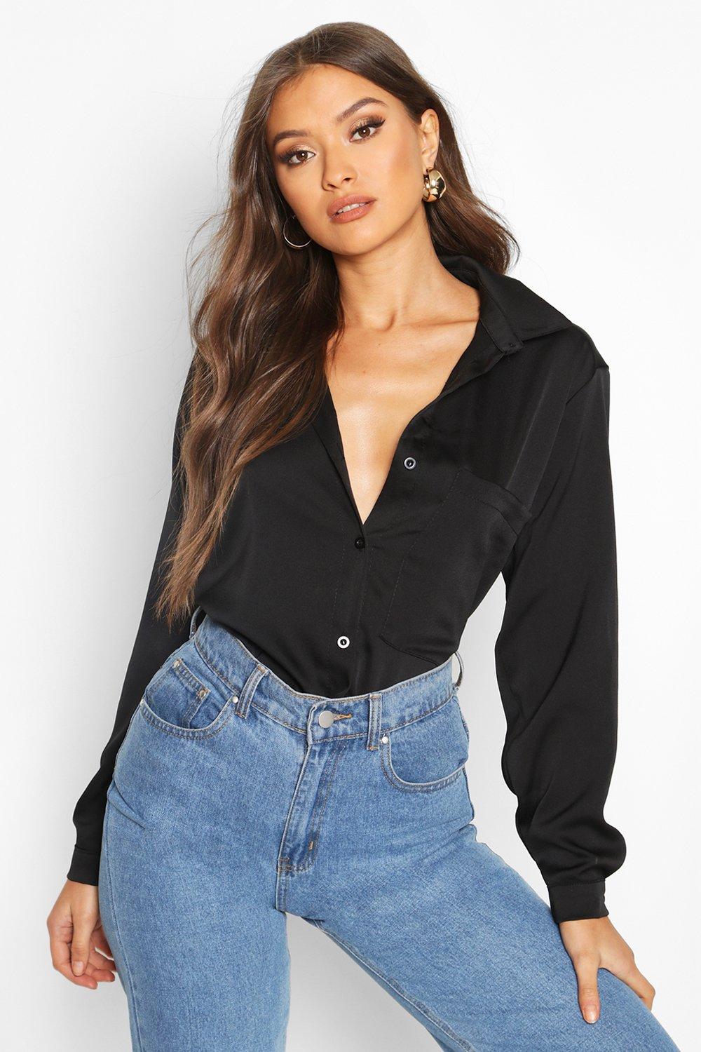 boohoo satin blouse