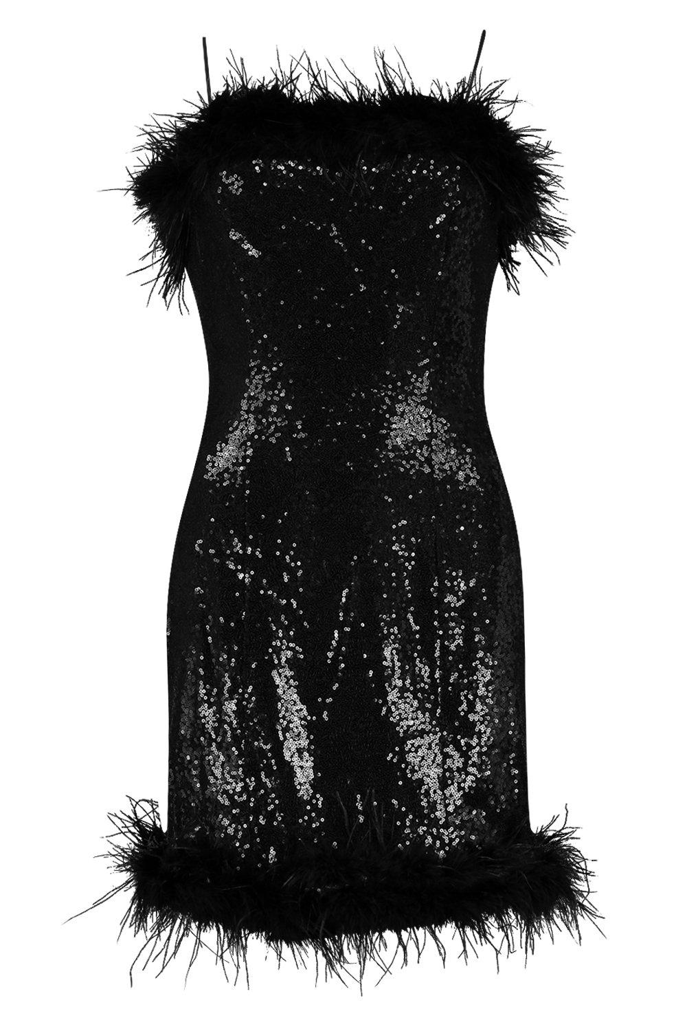 boohoo feather dress