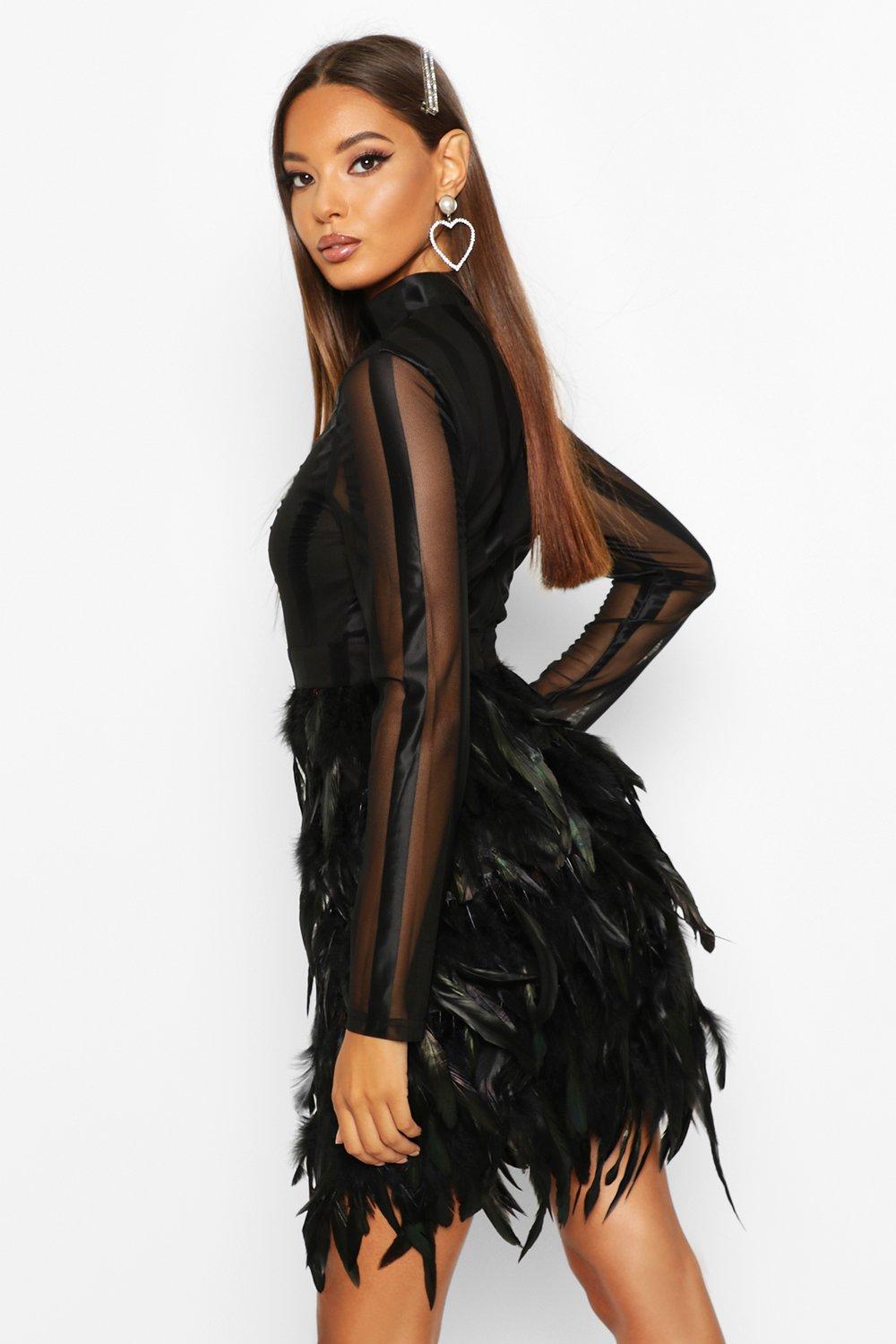 Boohoo 2025 feather dress