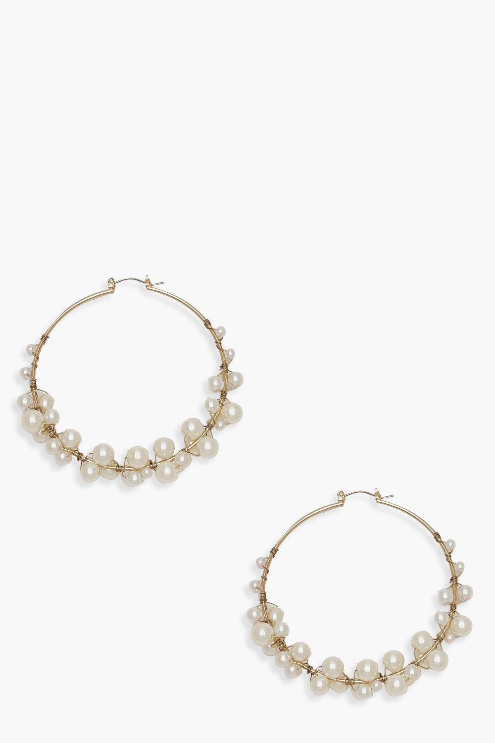 Pearl cluster hoop on sale earrings