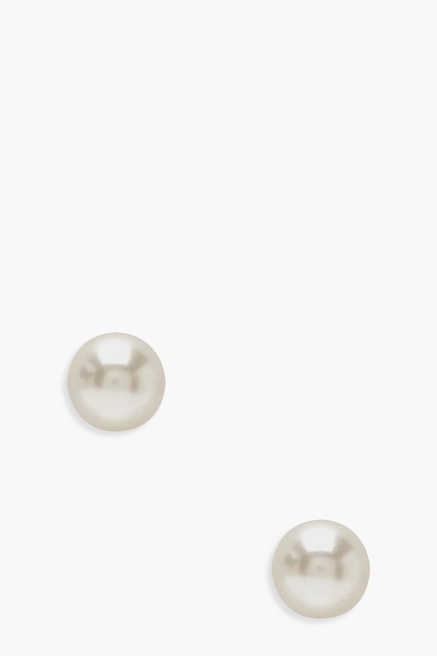 Cream Large Pearl Stud Earrings image number 1
