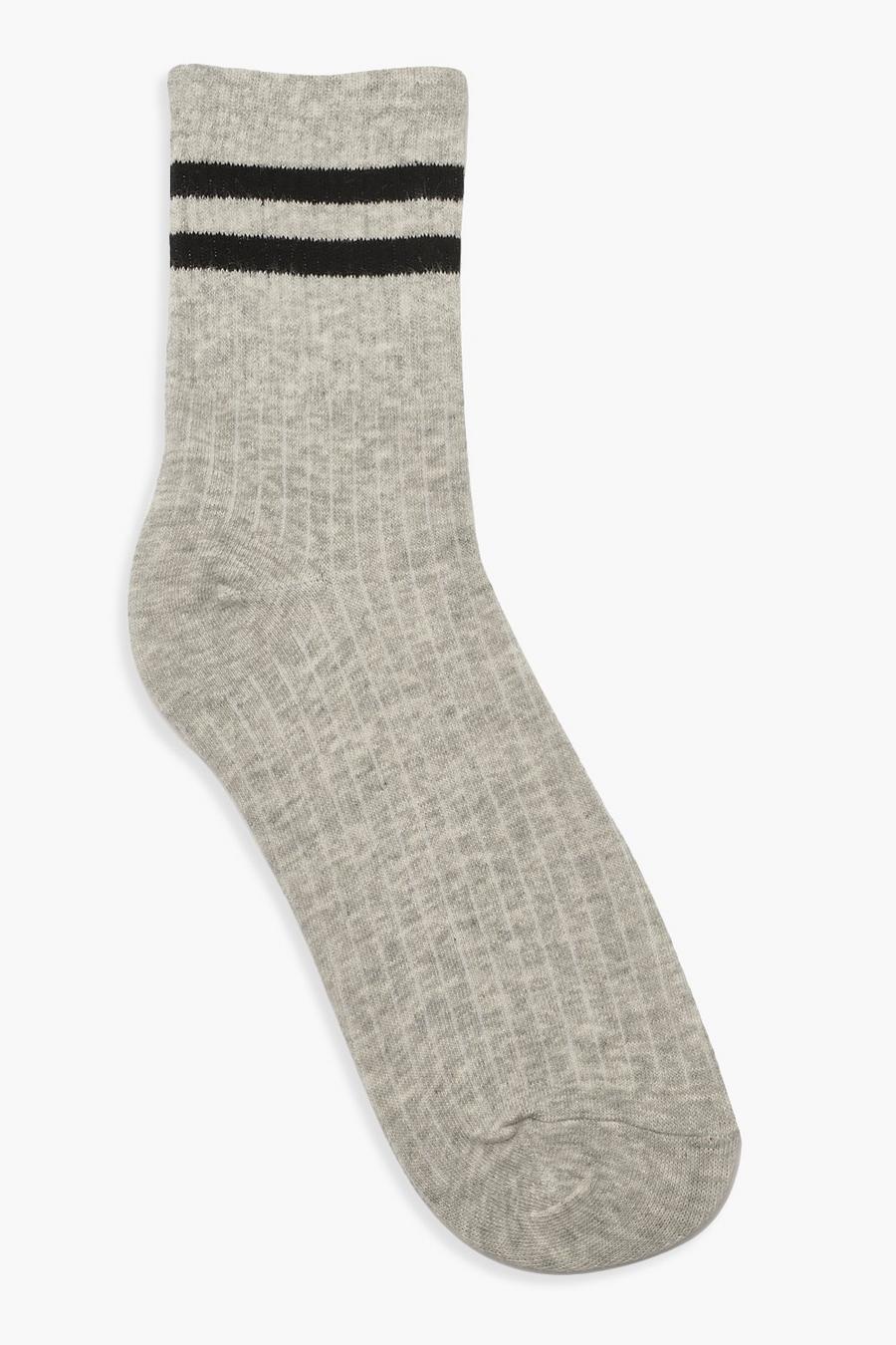 Grey Sports Stripe Ankle Socks image number 1