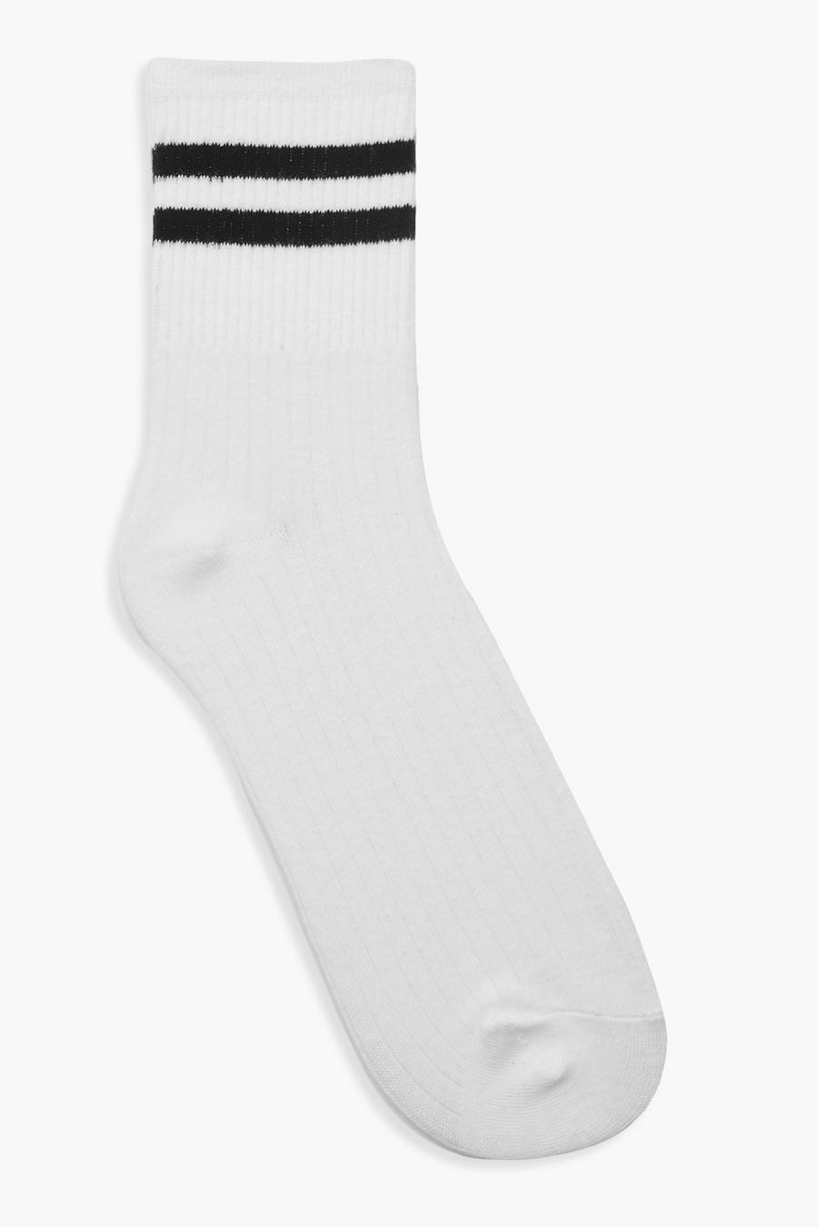 Socquettes de sport à rayures, Blanc image number 1