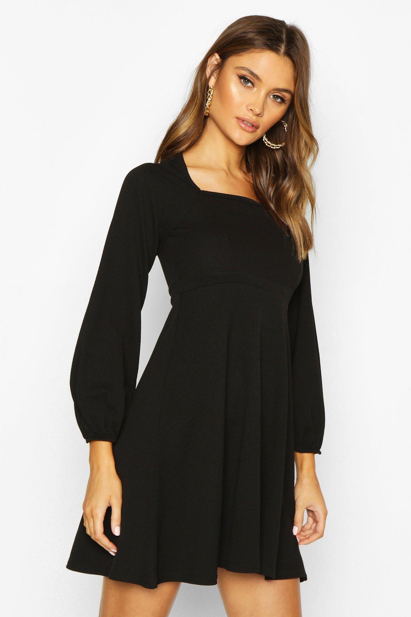 bell sleeve dress boohoo