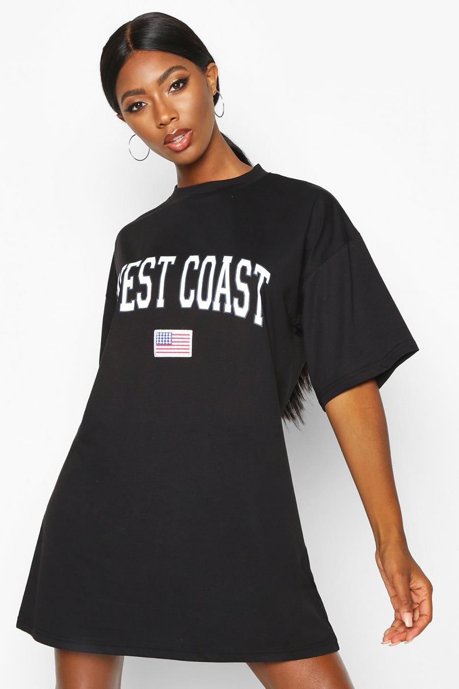 Oversized T-Shirt-Kleid mit „West Coast“-Aufnäher image number 1
