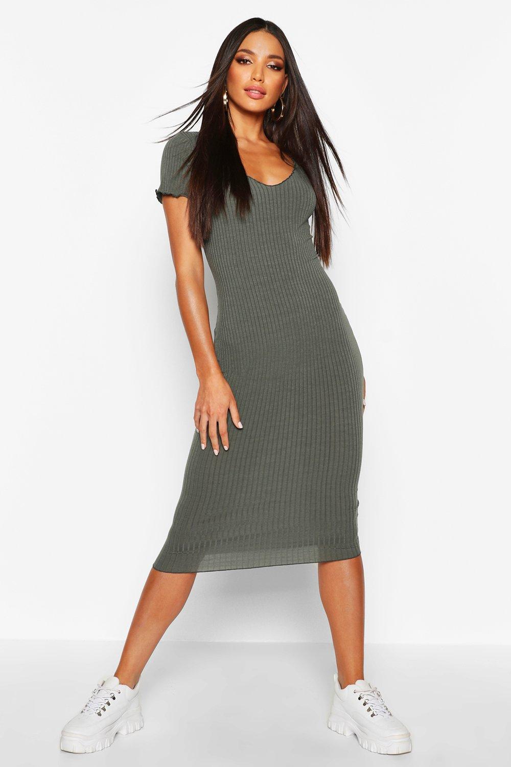 boohoo ribbed midi dress