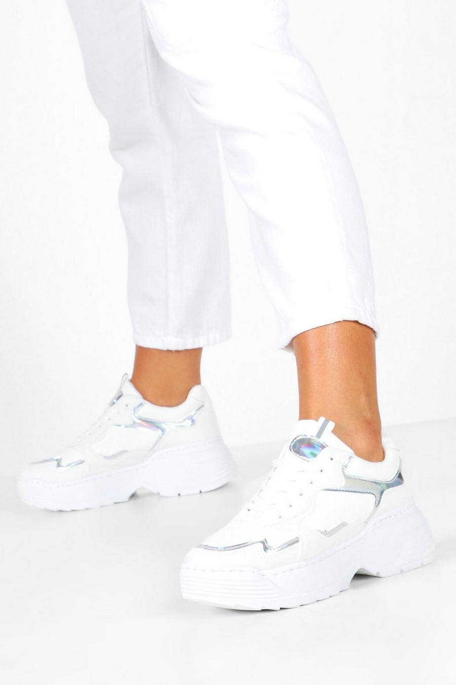 Holographic Panel Chunky Sole Sneakers image number 1