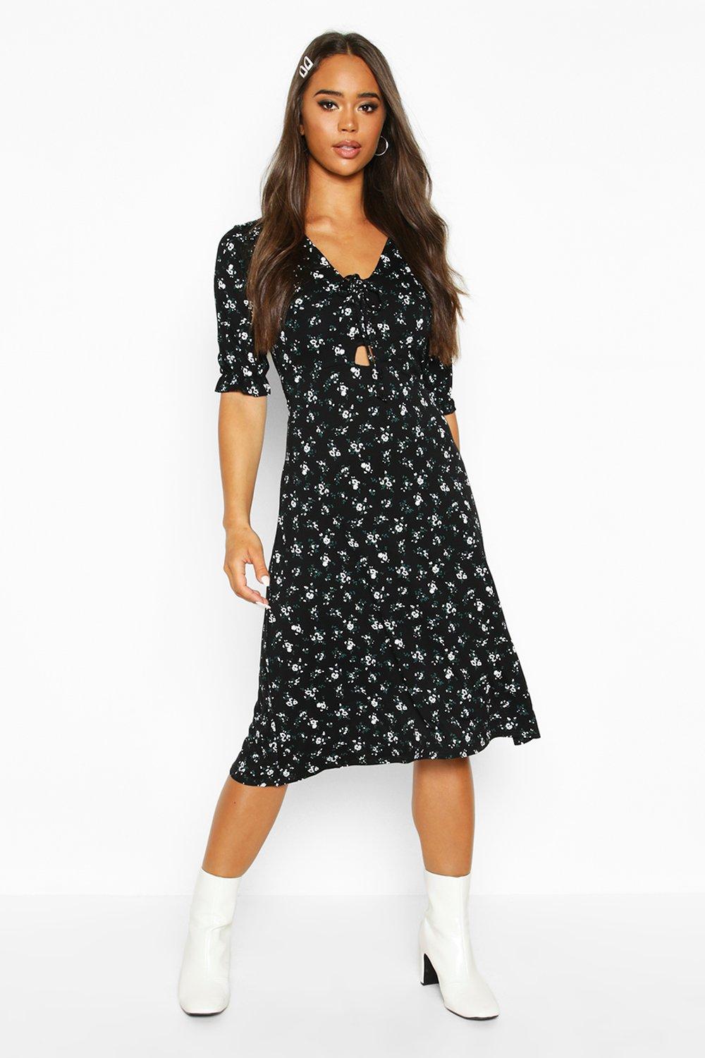 floral ditsy midi dress