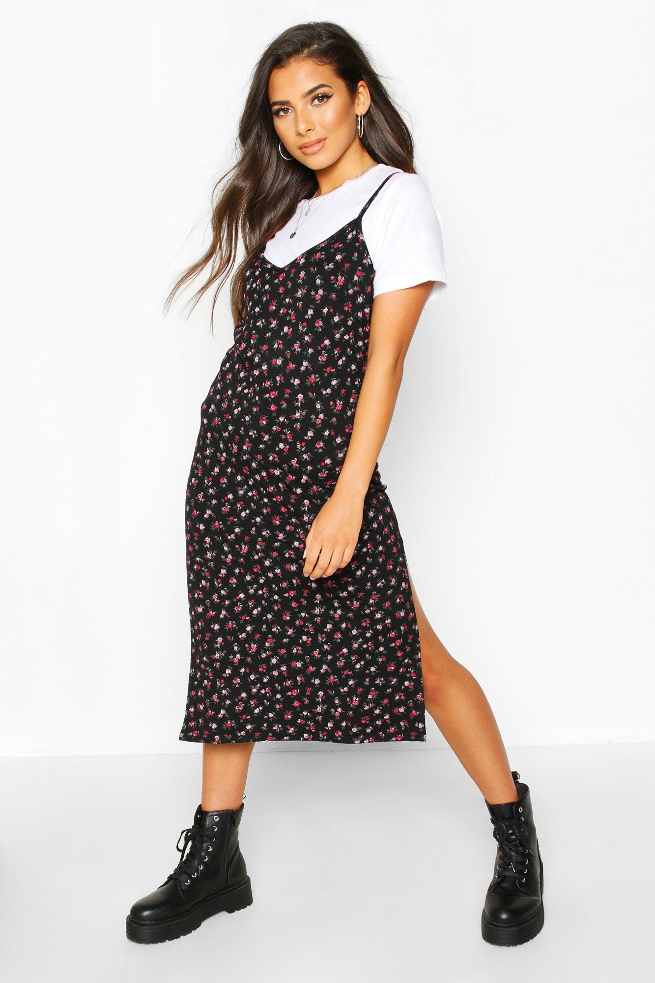 floral jersey midi dress