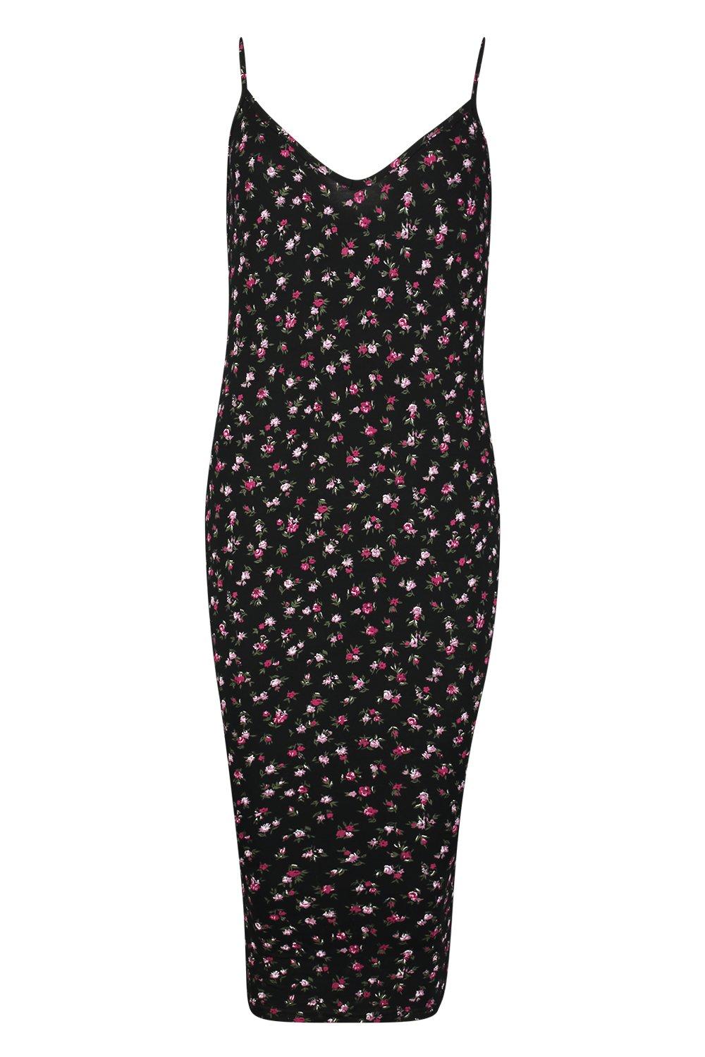 Ditsy Floral Slip Midi Jersey Dress 