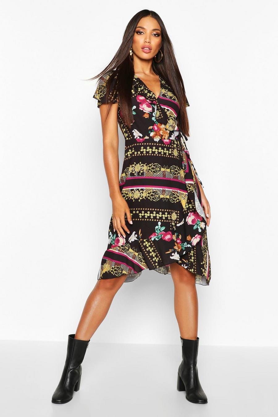 Woven Floral Chain Midi Tea Dress image number 1