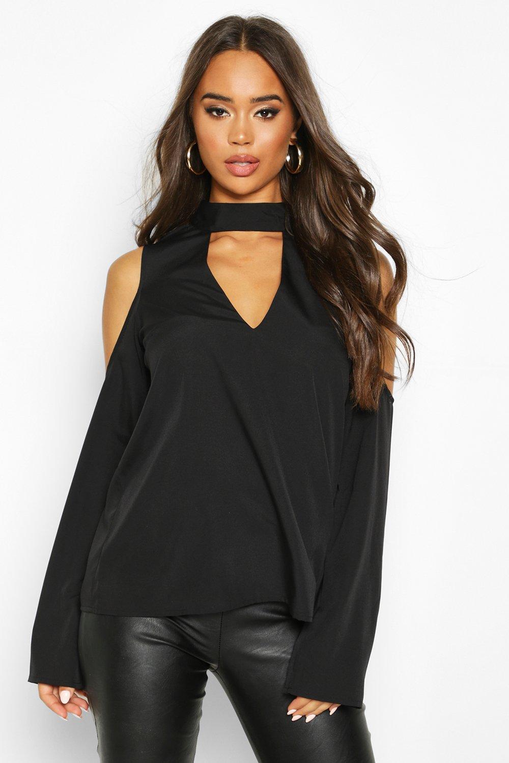 cold shoulder choker top