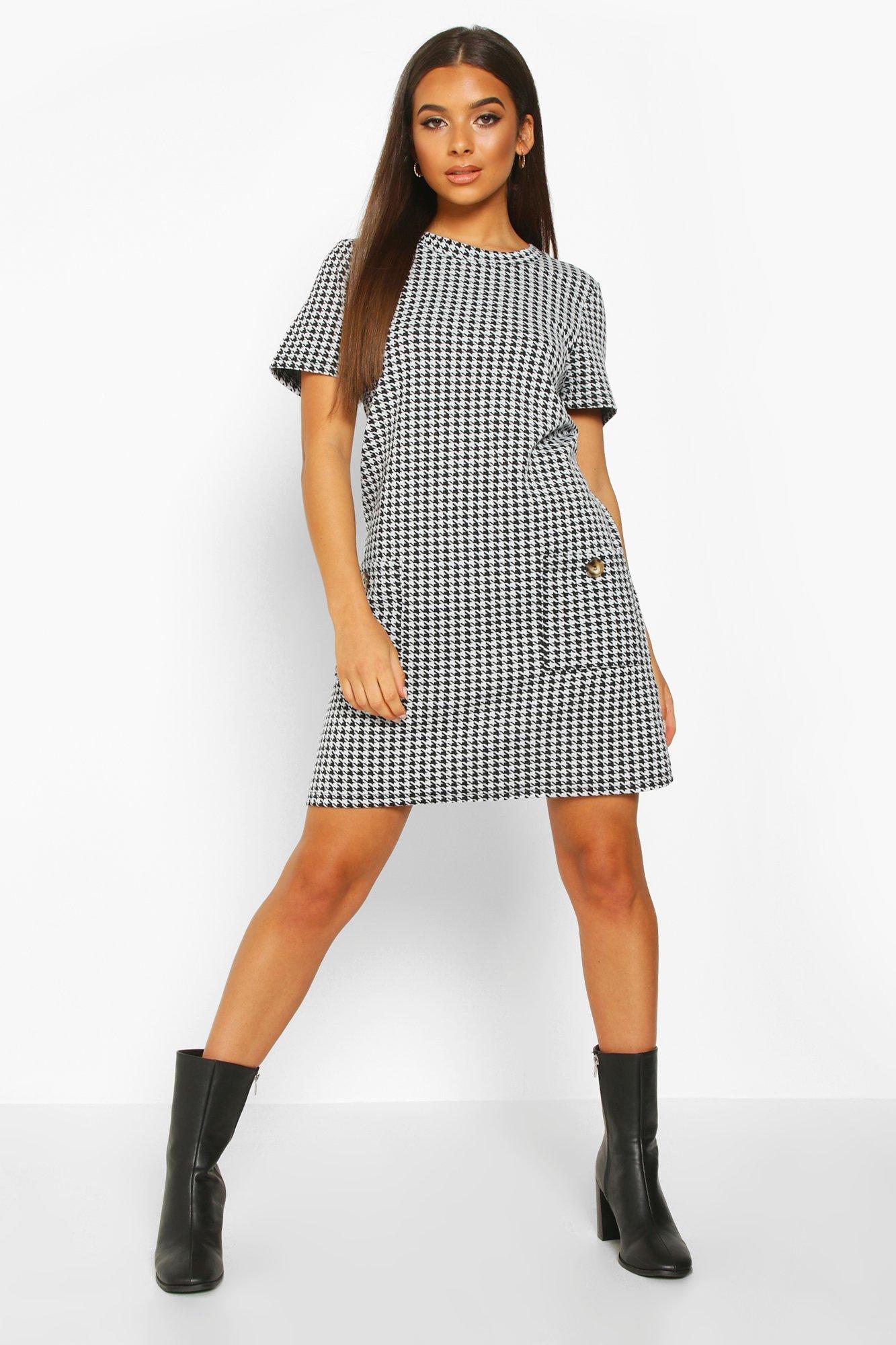 dogtooth shift dress