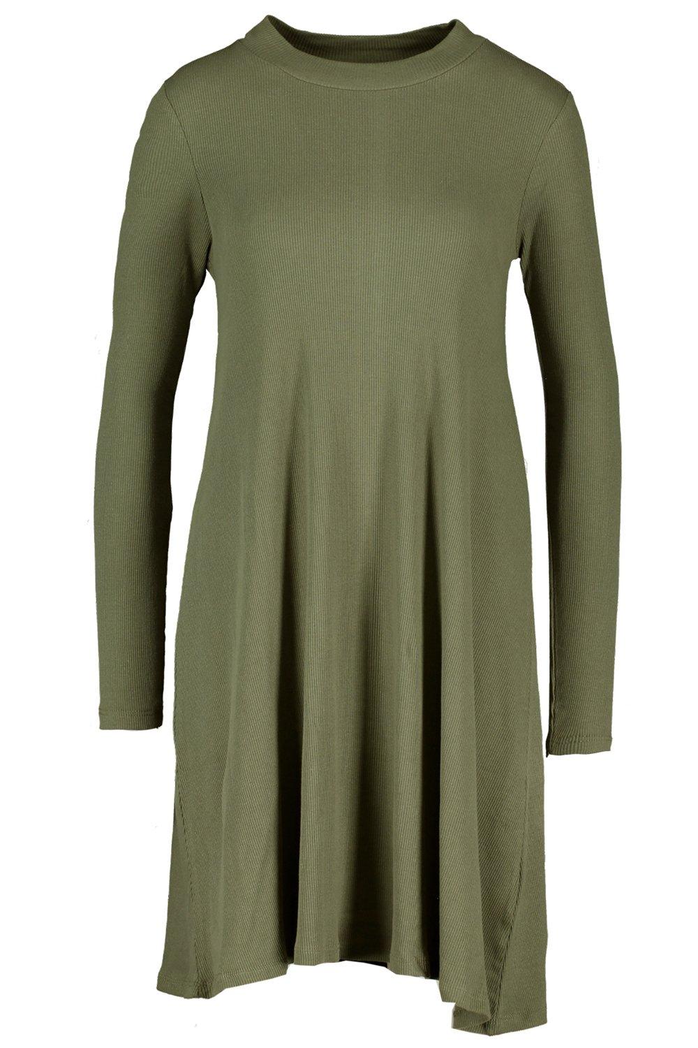 Blend Long Sleeve Swing Dress