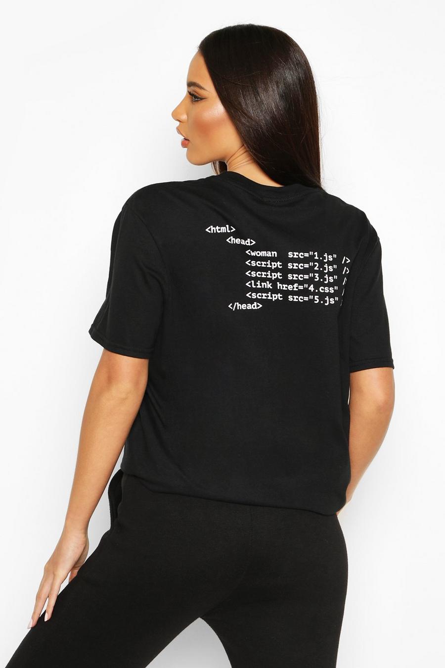 T-Shirt mit aufgedrucktem Java Script Slogan auf dem Rücken image number 1