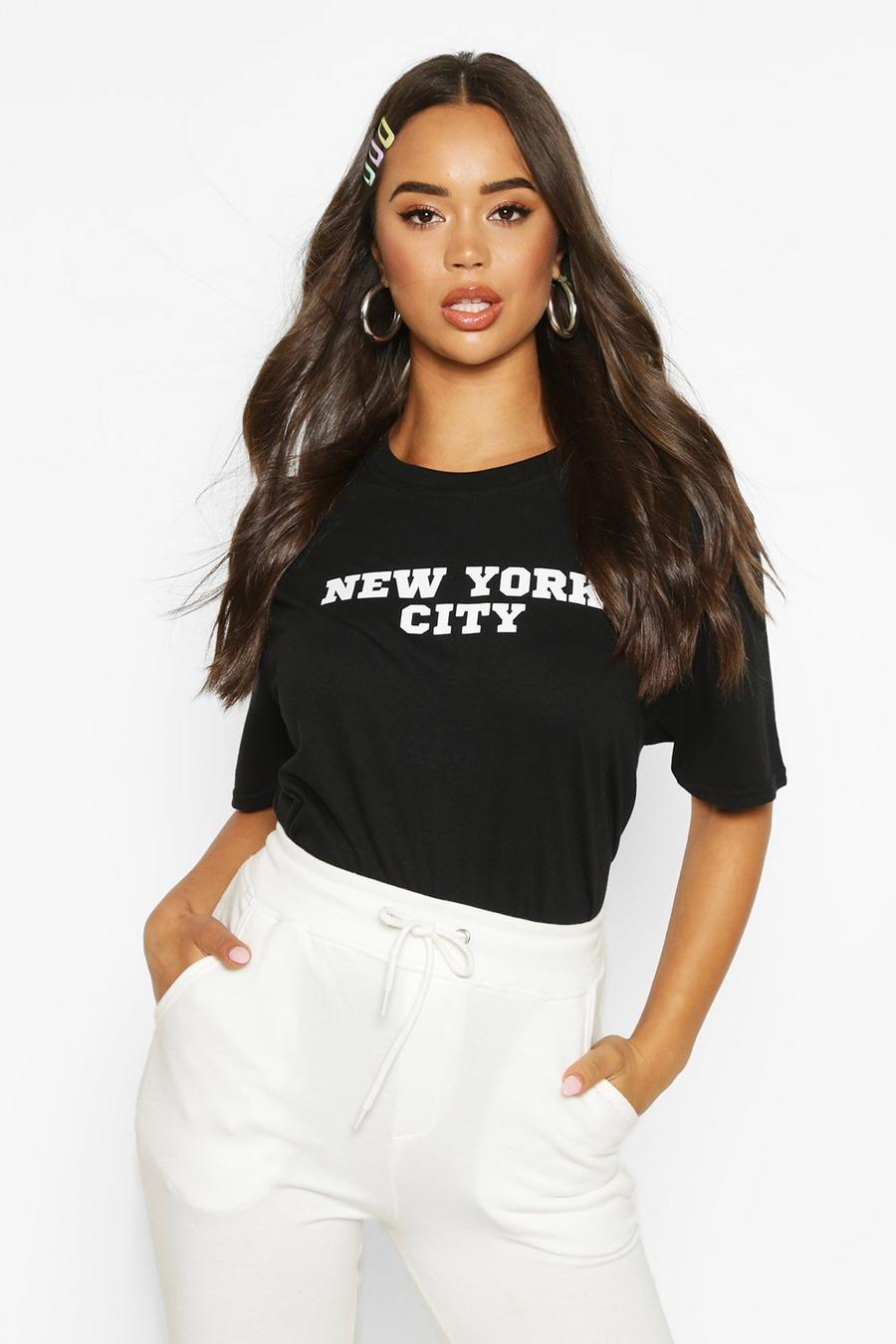 Black "New York City" T-shirt med slogan image number 1