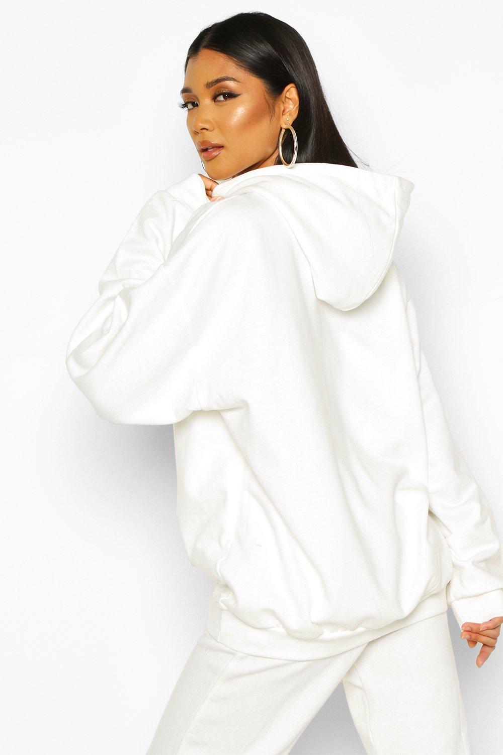 white hoodie boohoo