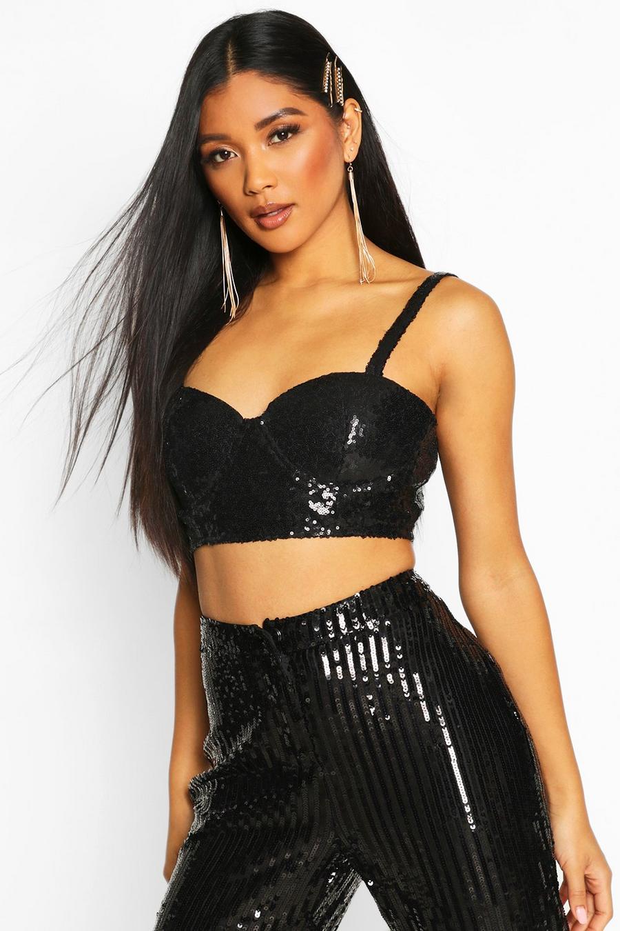 Cupped Sequin Bralet image number 1