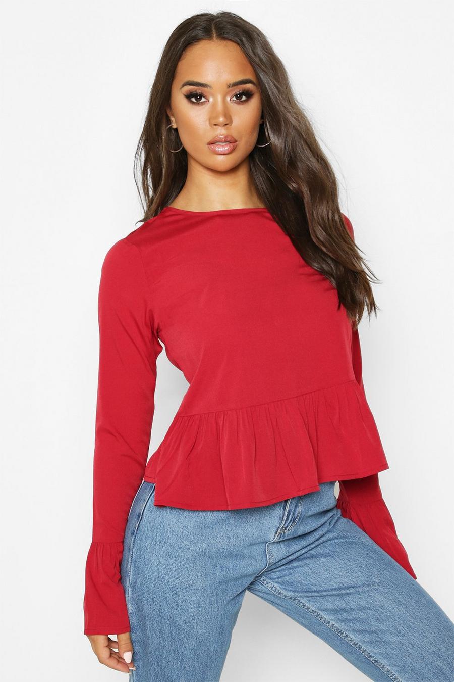 Button Back Long Sleeve Frill Top image number 1