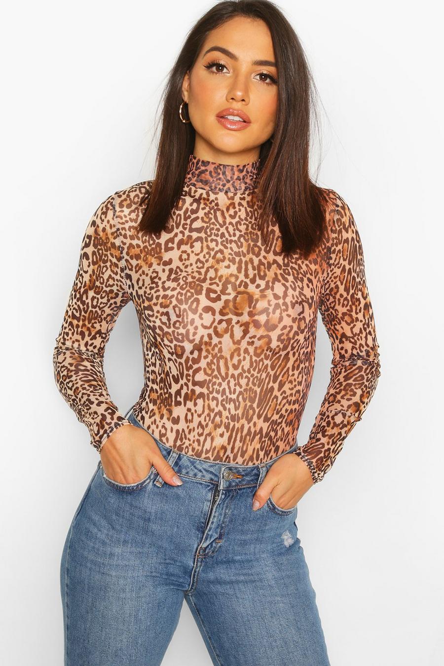 Leopard Mesh Bodysuit image number 1