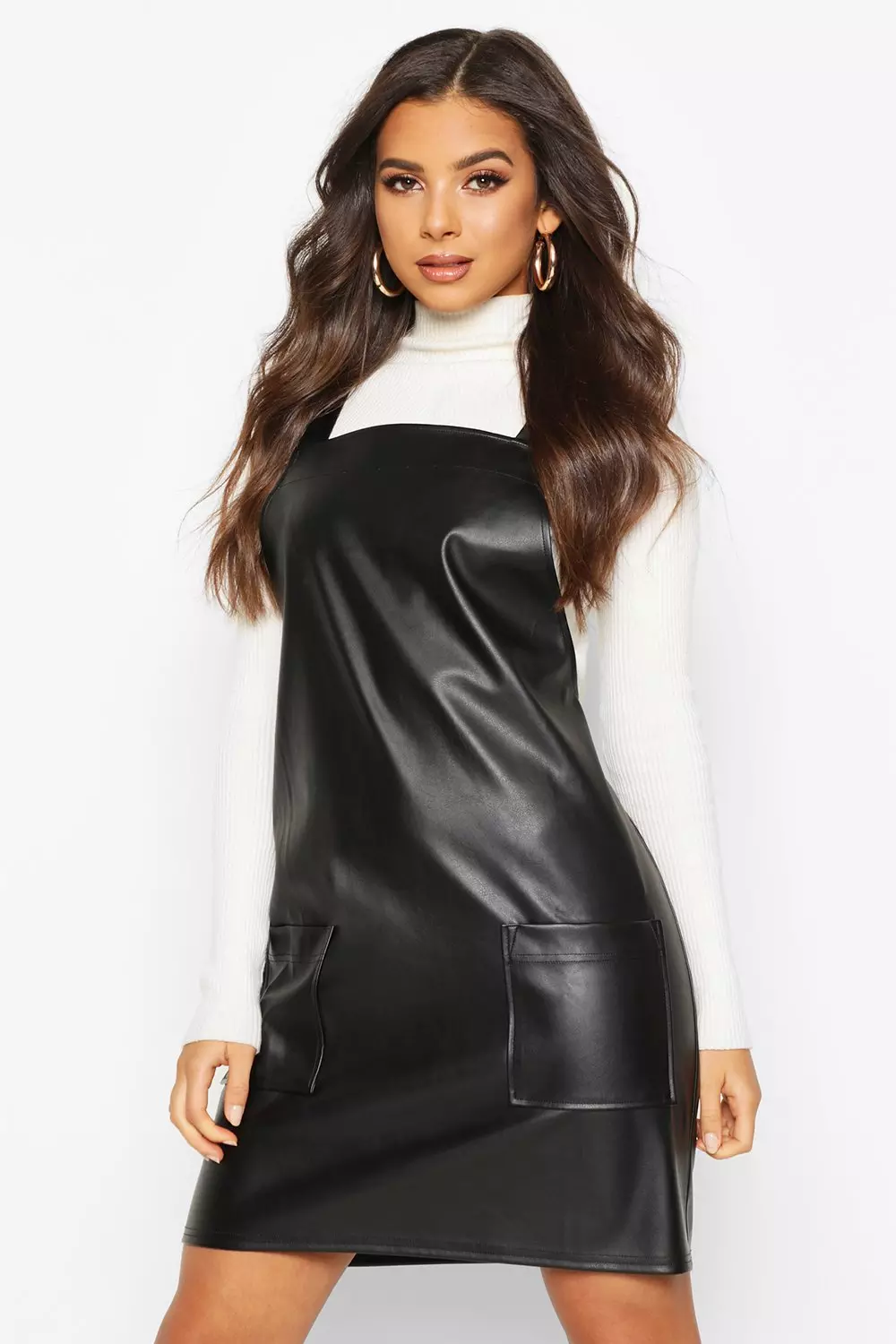 Faux leather pinafore dress sale