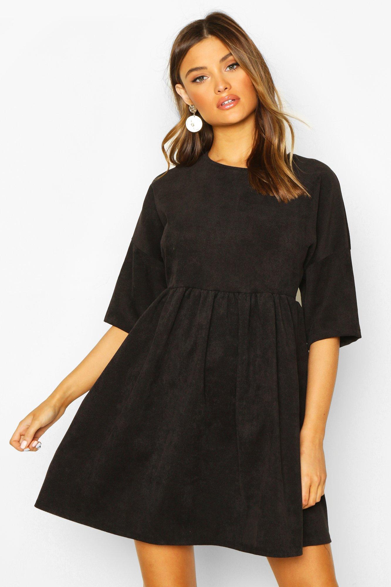 boohoo black smock dress