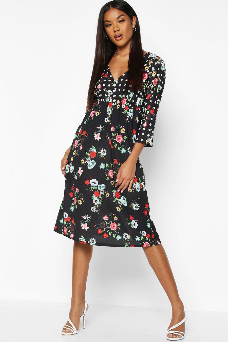 Woven Floral Spot Midi Dress image number 1