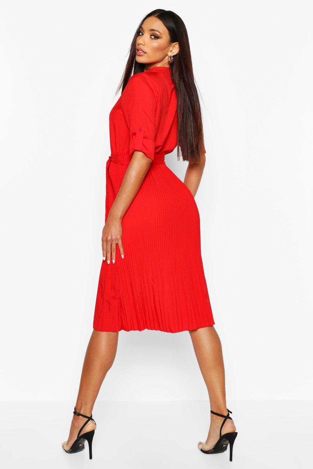 Boohoo pleated hot sale dress