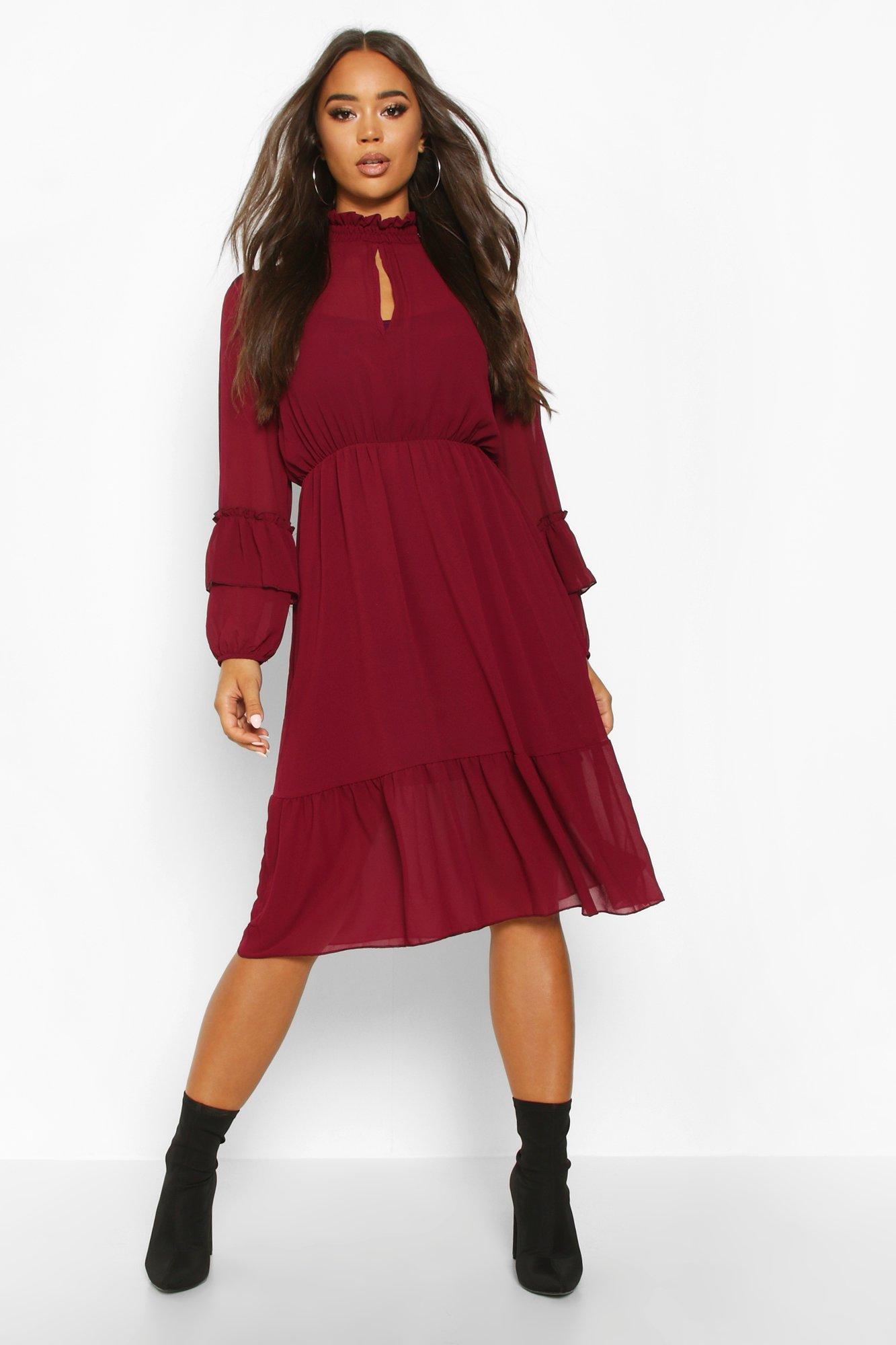 boohoo wine dress