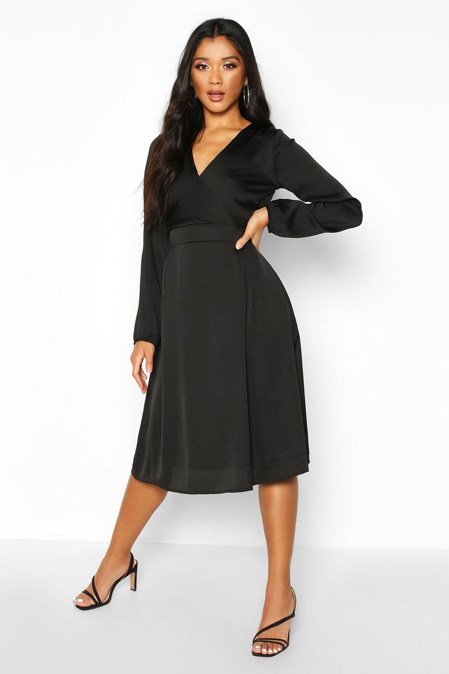 Wrap Front Balloon Sleeve Midi Dress image number 1