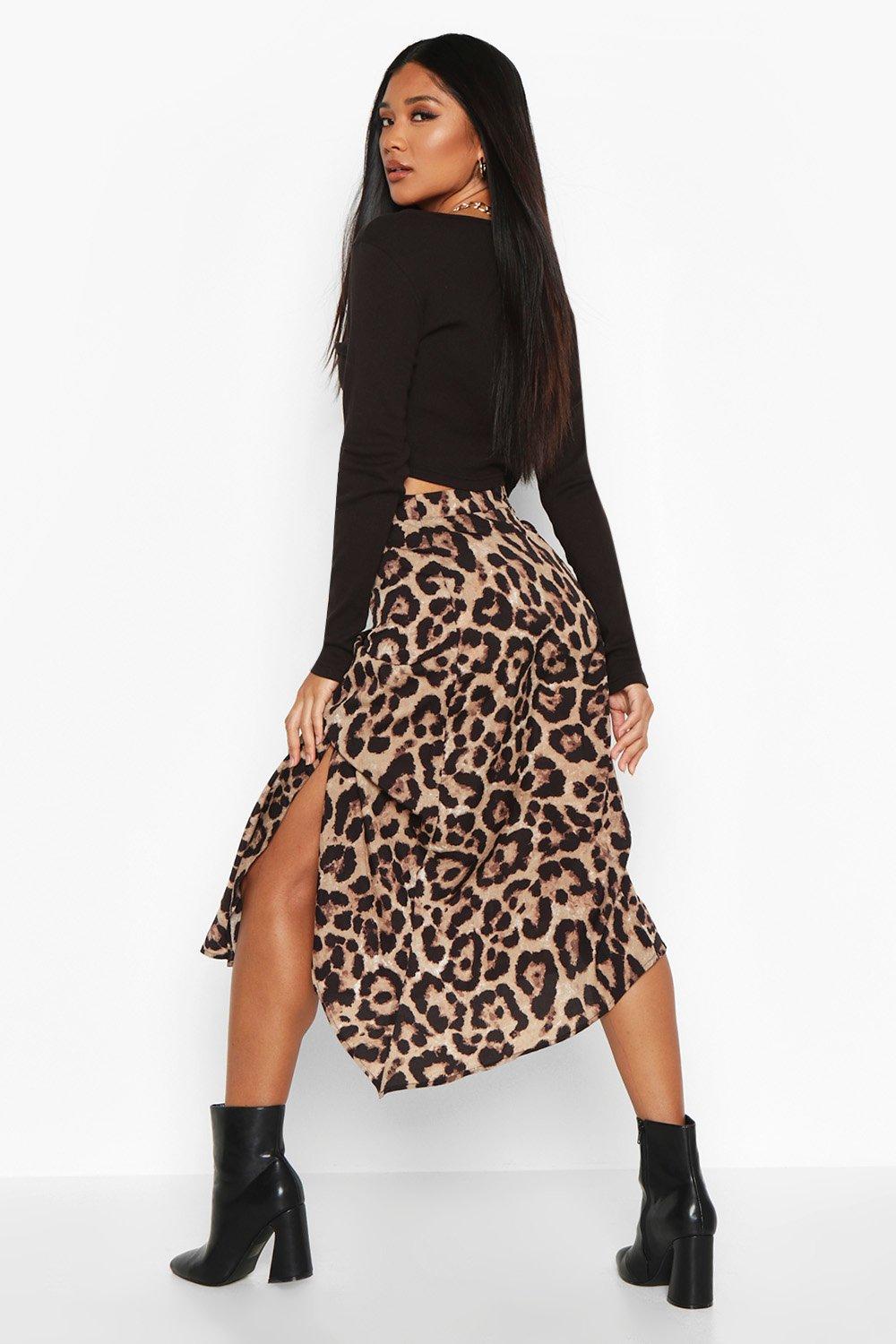 Leopard Split Midi Skirt