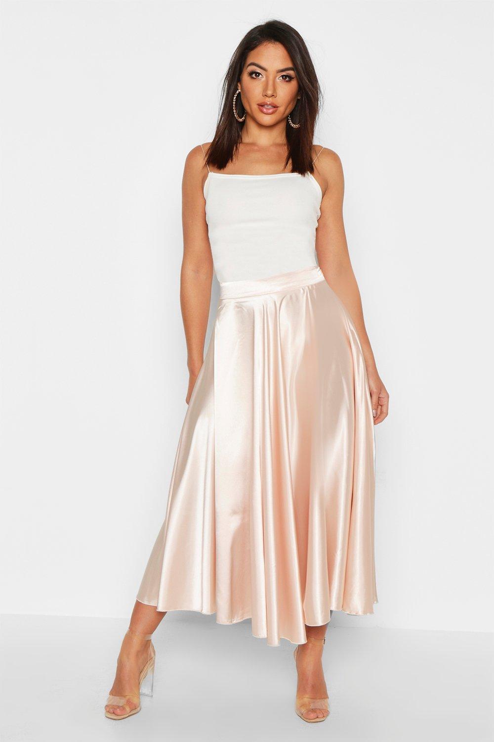 Satin full midi on sale skirt