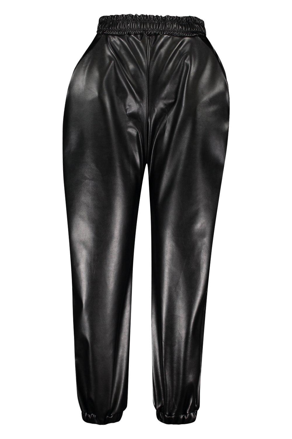 leather look jogger pants