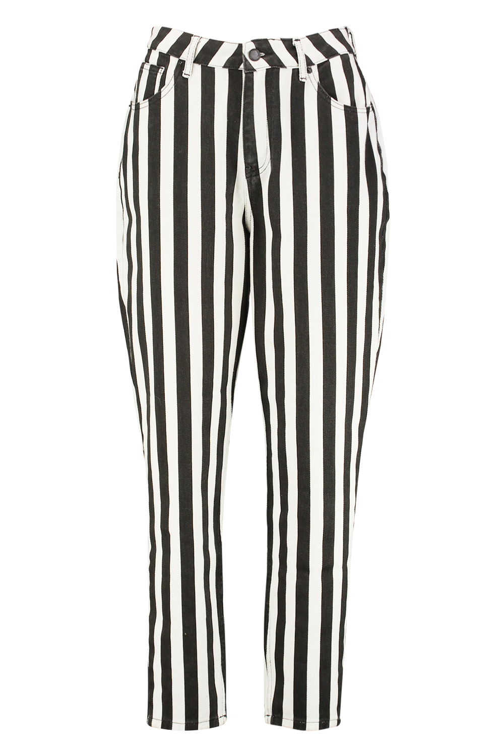 black and white striped high waisted jeans