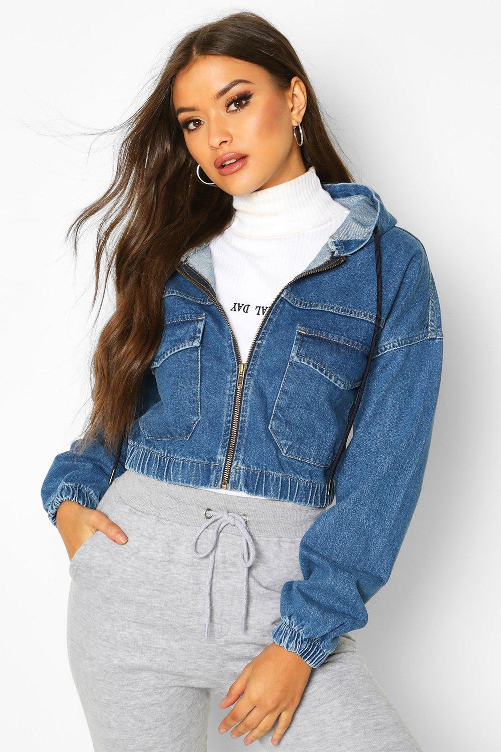 hooded denim jacket womens uk