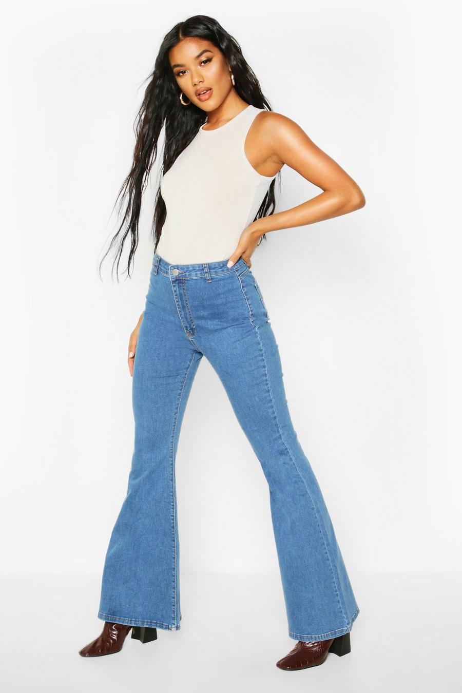 Mid blue Stretch High Rise Flare Jean image number 1