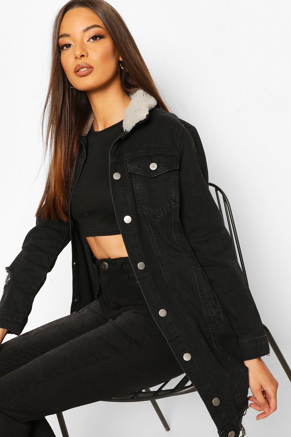 black longline denim jacket