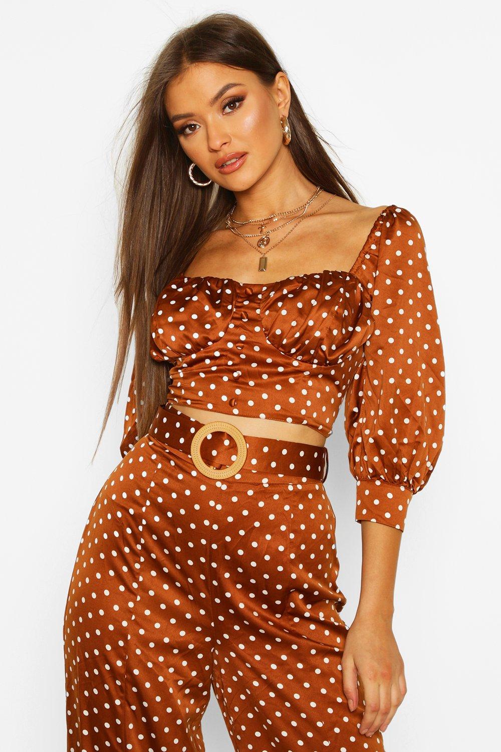 boohoo satin polka dot dress