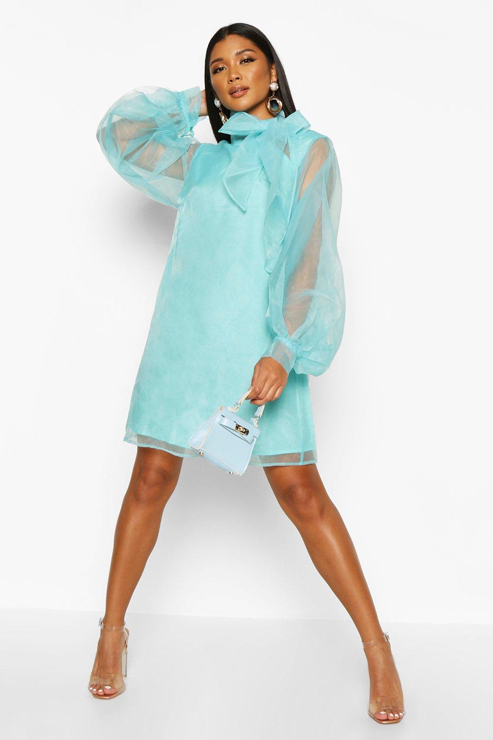 pussybow shirt dress